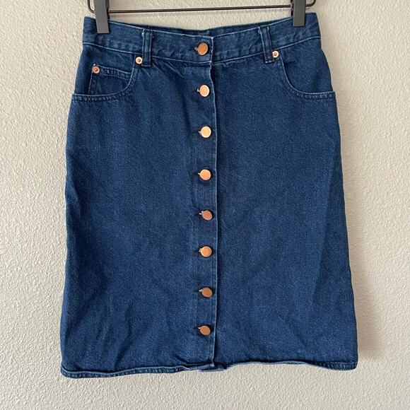 ASOS Dresses & Skirts - Asos Full Button Front Straight Cotton Blue Denim Jean Pockets Womens Skirt 4